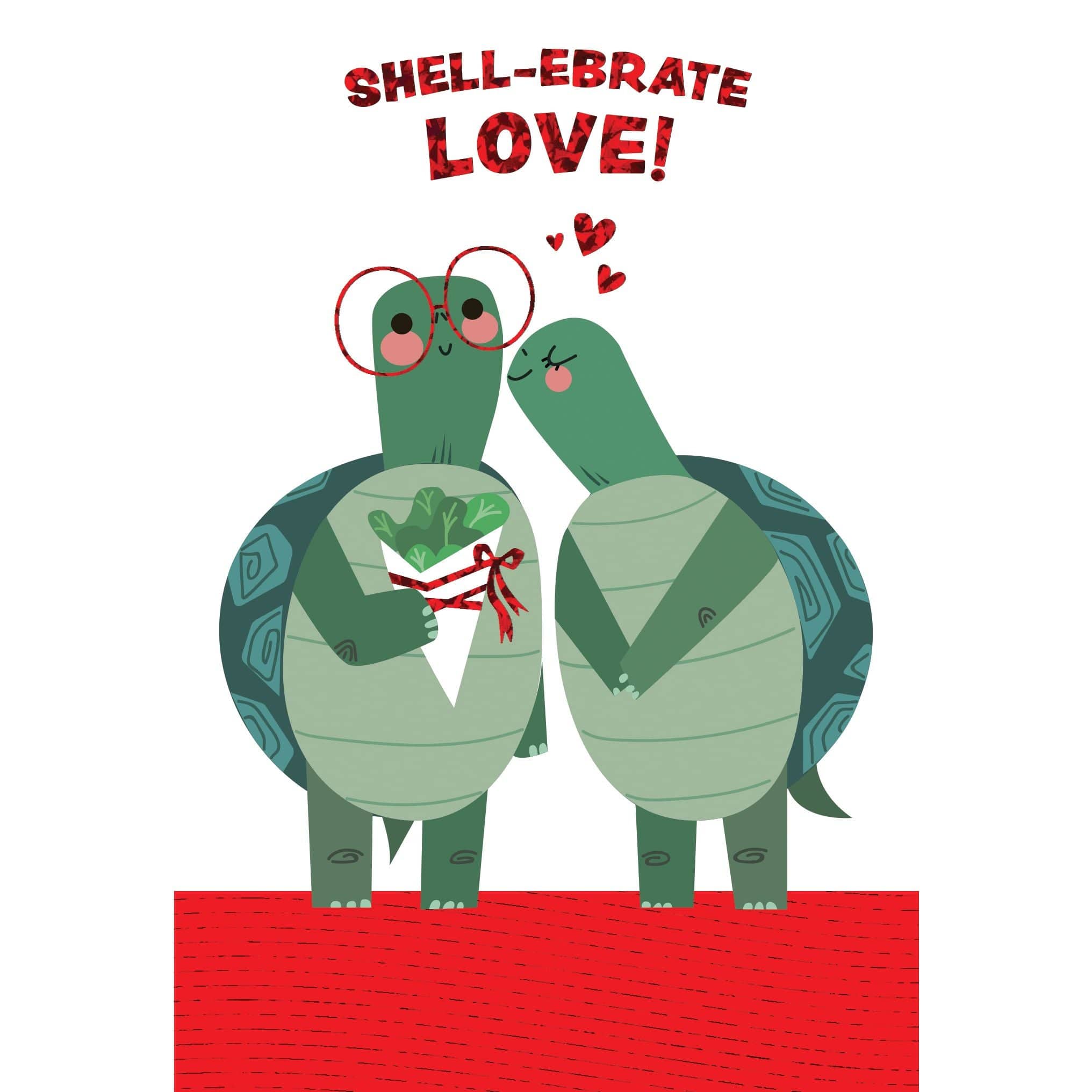 Pictura Turtle Couple Valentine's Day card featuring two cute turtles holding hearts, perfect for expressing love on Valentine's Day.